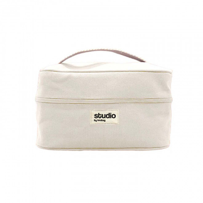 TROUSSE VANITY STUDIO BY HINDBAG PERSONNALISABLE 'LINA' - ecru