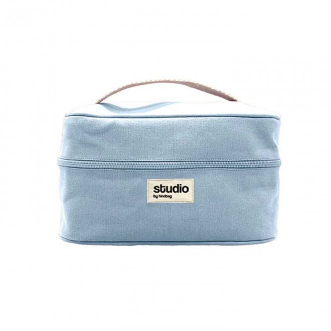 TROUSSE VANITY STUDIO BY HINDBAG PERSONNALISABLE 'LINA' - azur