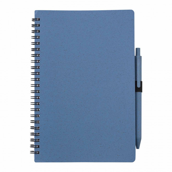 CARNET PERSONNALISABLE A5 EN PP ET PAILLE DE BLE 'PIPA' - bleu