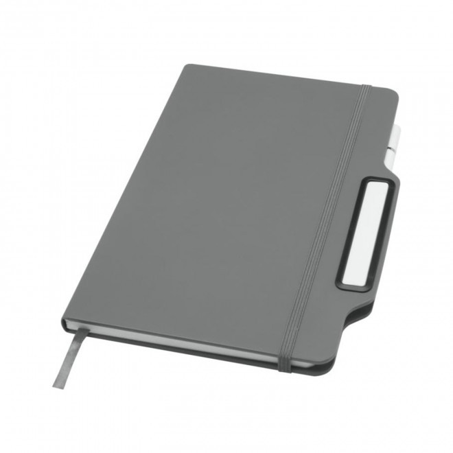 RAPIDE 4J - CARNET A5 RIGIDE STYLO PERSONNALISE 'SHAWN' - gris