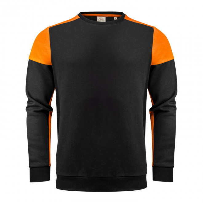 SWEAT COL ROND MIXTE PERSONNALISABLE 'PRIME SWEAT ROND' - noir/orange