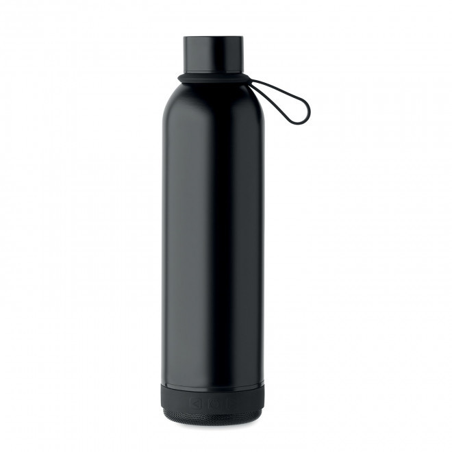 BOUTEILLE 500ML PERSONNALISABLE HAUT PARLEUR 3W 'SOUDO' - noir