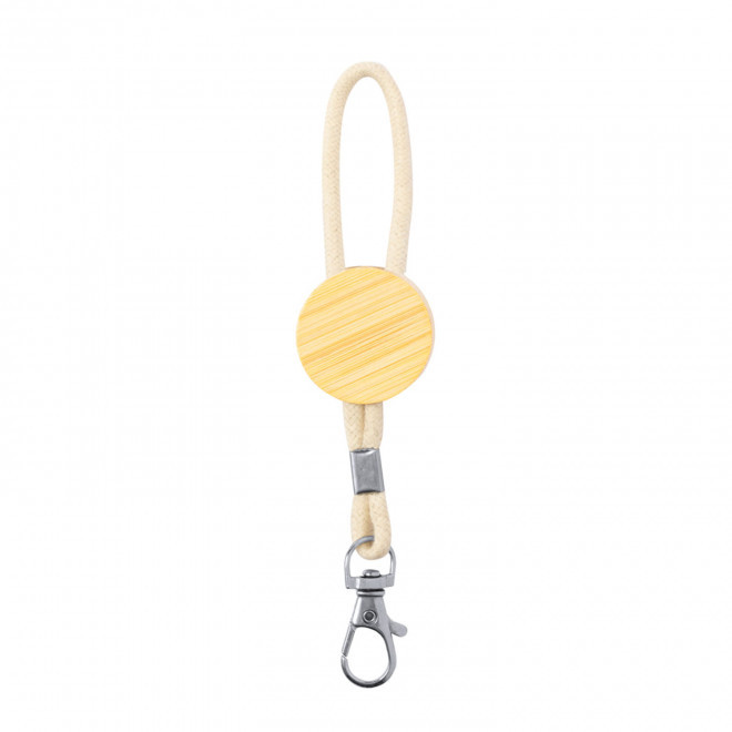 PORTE CLE BAMBOU AVEC CORDON PERSONNALISABLE 'CALIM' - beige