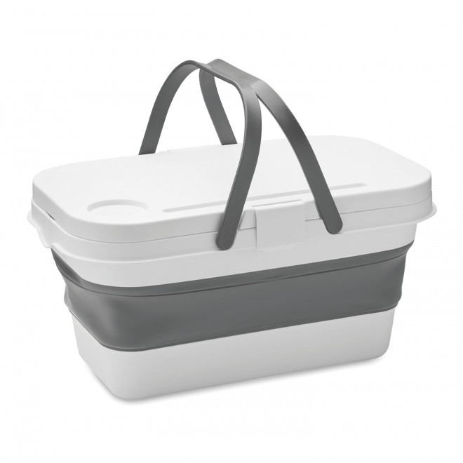 PANIER PIQUE NIQUE 2 EN 1 PERSONNALISABLE 'PICLA' - blanc/gris