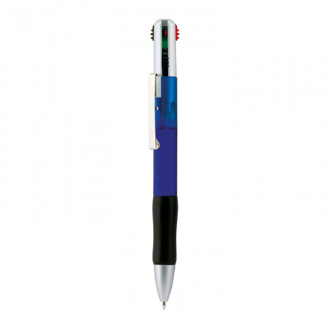 STYLO 4 COULEURS PERSONNALISABLE 'BRAVO CLEAR' - bleu