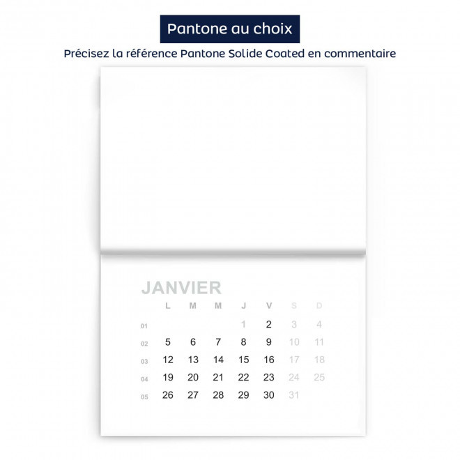 CALENDRIER MURAL AGRAFES RECYCLE PERSONNALISABLE 'ALMANI' - pantone