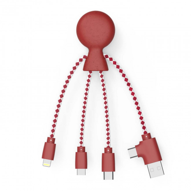 EXPRESS 72H - CÂBLE DE CHARGE BIODÉGRADABLE PUBLICITAIRE XOOPAR® 'MR BIO'  - rouge