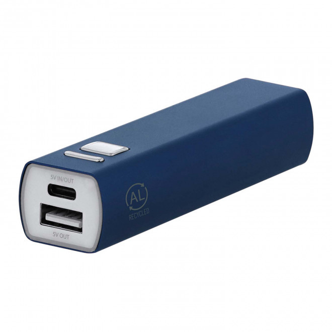 POWERBANK PERSONNALISABLE 2600MAH ALU RECYCLE 'ENDURANCE' - bleu marine