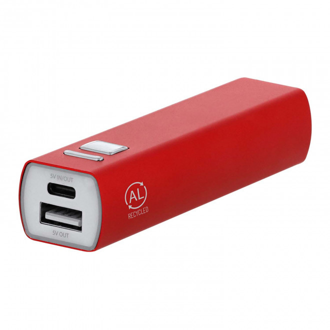POWERBANK PERSONNALISABLE 2600MAH ALU RECYCLE 'ENDURANCE' - rouge