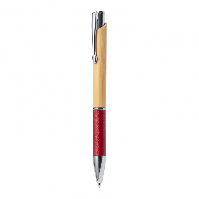 STYLO EN BAMBOU PERSONNALISABLE 'OLEG DUAL' - rouge