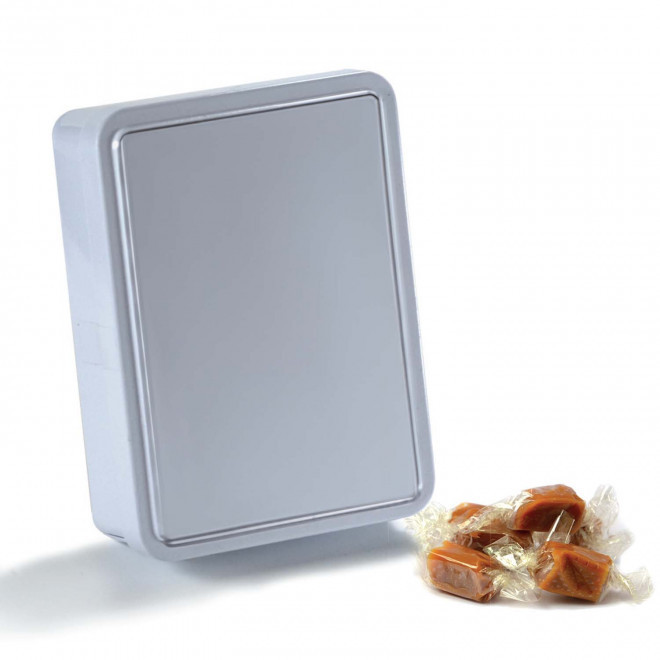 BOITE A SUCRE AVEC CARAMELS PERSONNALISABLE 'SCATOLA' - argenté