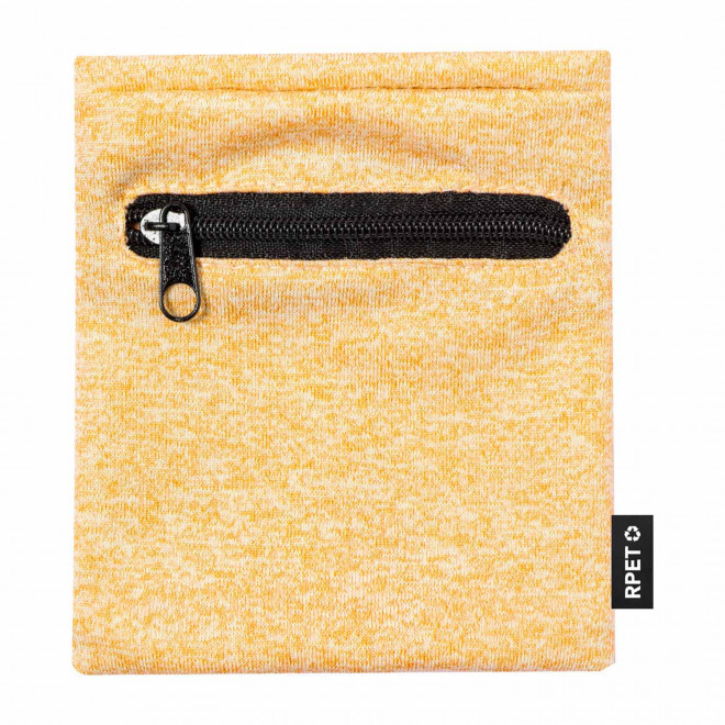 BRACELET AVEC POCHE PERSONNALISABLE 'FIBRA RPET' - jaune