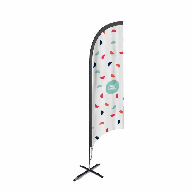 DRAPEAU PERSONNALISÉ ORIFLAMME PLUME + PIED CROISILLON 'DRAPUS' - 70x350cm