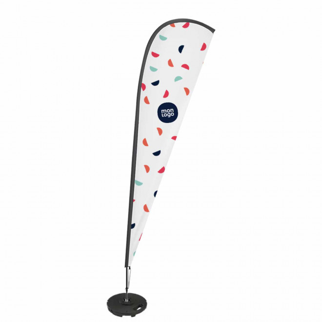 DRAPEAU PERSONNALISÉ ORIFLAMME GOUTTE + SOCLE EN BÉTON/PVC 'TOLEN' - 120 x 480 cm