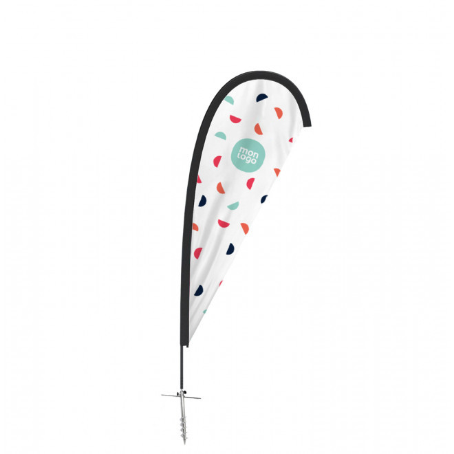 DRAPEAU PUBLICITAIRE ORIFLAMME GOUTTE + PIED À VISSER 'TOLEN' - S : 75 x 200 cm