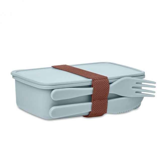 LUNCH BOX PERSONNALISÉE AVEC COUVERTS 'DOPPITA' - bleu ciel