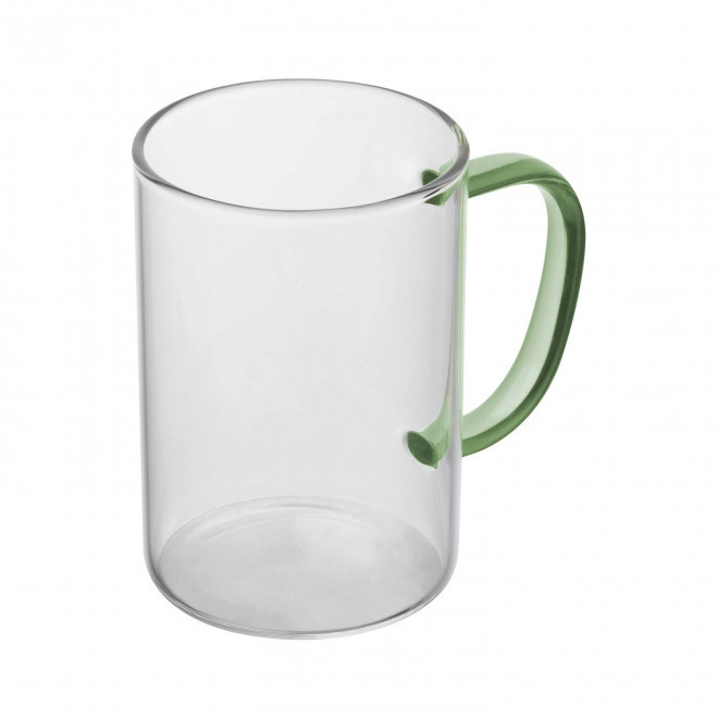 MUG VERRE 250 ML ANSE COLOREE PERSONNALISABLE 'HITNO' - vert