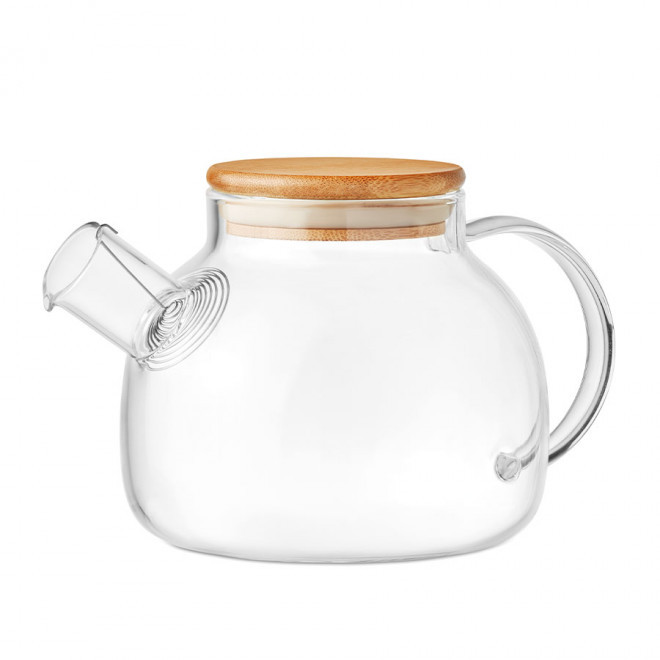 THÉIÈRE PERSONNALISÉE AVEC INFUSEUR 'CAMÉLIA' - bois/verre