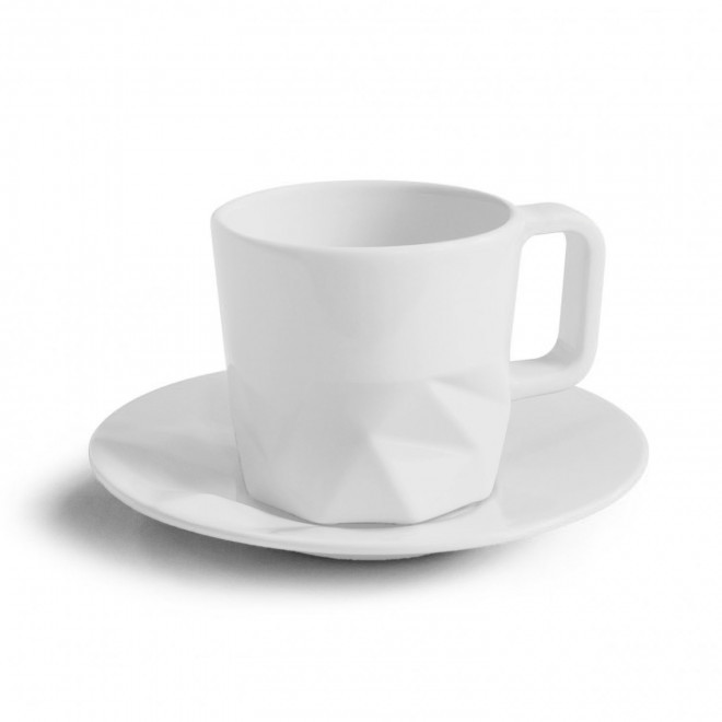 TASSE PERSONNALISABLE AVEC SOUCOUPE EUROPE 80 ML 'CELESTA' - blanc mat