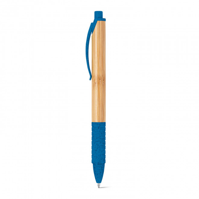 STYLO PERSONNALISABLE EN BAMBOU MINE BLEUE 'BAMGRIP' - bleu