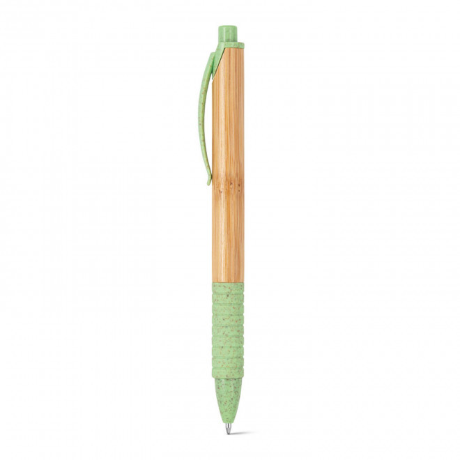 STYLO PERSONNALISABLE EN BAMBOU MINE BLEUE 'BAMGRIP' - vert