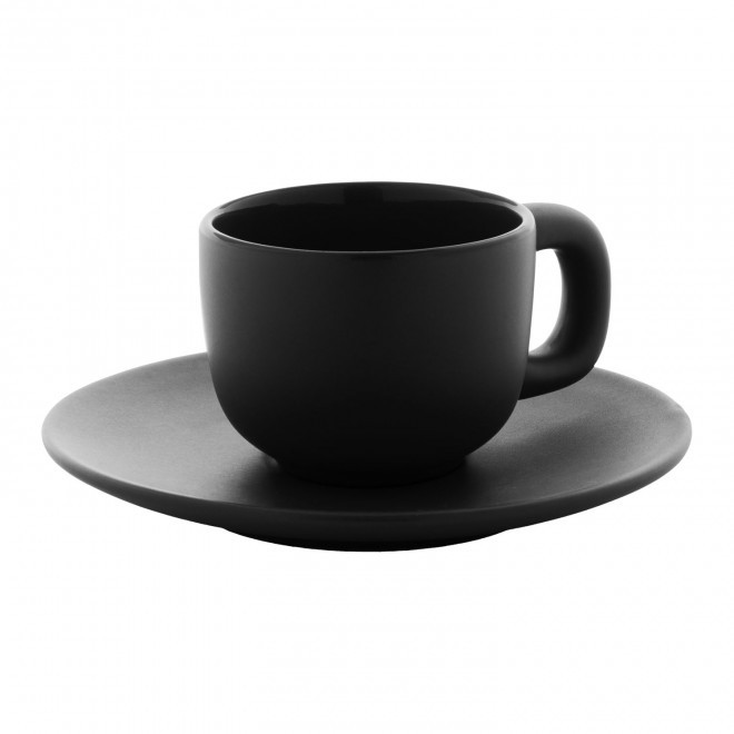 SET TASSES ESPRESSO AVEC SOUCOUPE PERSONNALISABLE 'TOSSA' - noir