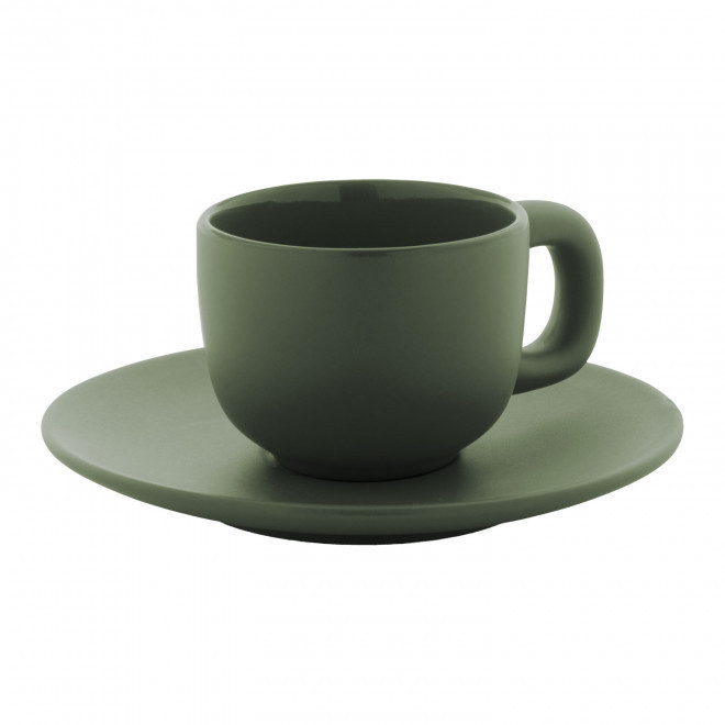SET TASSES ESPRESSO AVEC SOUCOUPE PERSONNALISABLE 'TOSSA' - vert