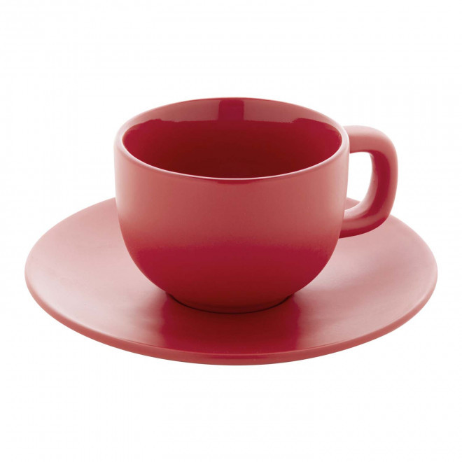 SET TASSES CAPPUCCINO AVEC SOUCOUPE PERSONNALISABLE 'TOSSA' - rouge