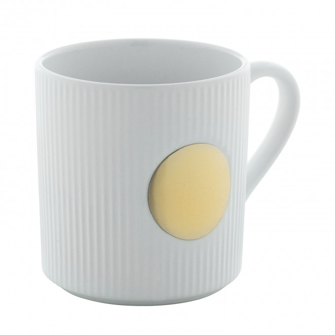 MUG CERAMIQUE 330ML AVEC PLAQUE PERSONNALISABLE 'GROBI' - blanc