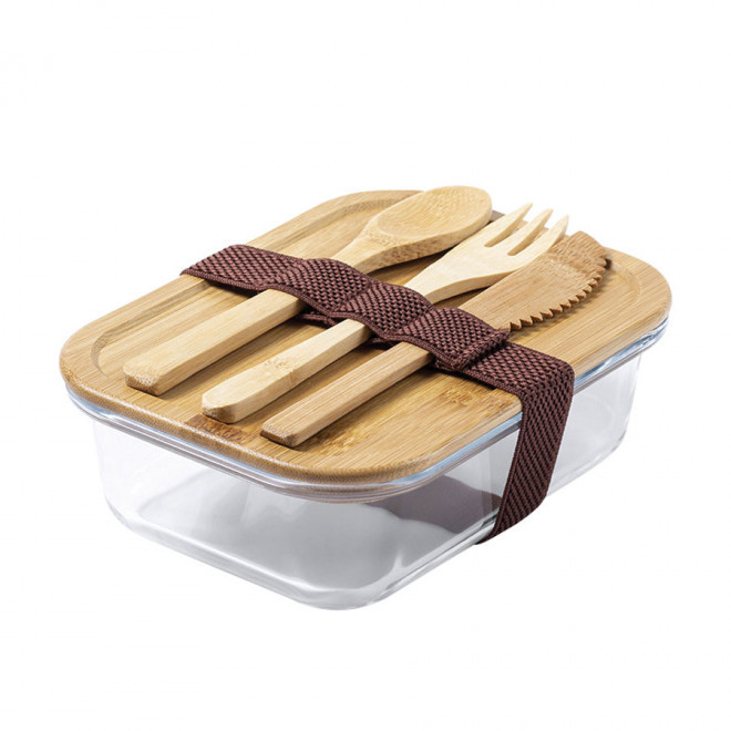LUNCH BOX PERSONNALISABLE EN VERRE/BAMBOU 'FUSILI' - bambou