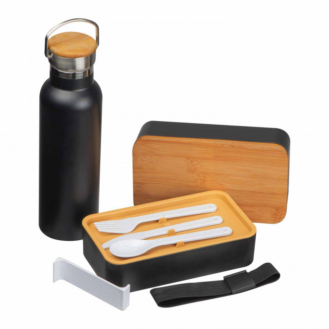 SET PERSONNALISE LUNCHBOX ET BOUTEILLE 'CASSAU' - noir