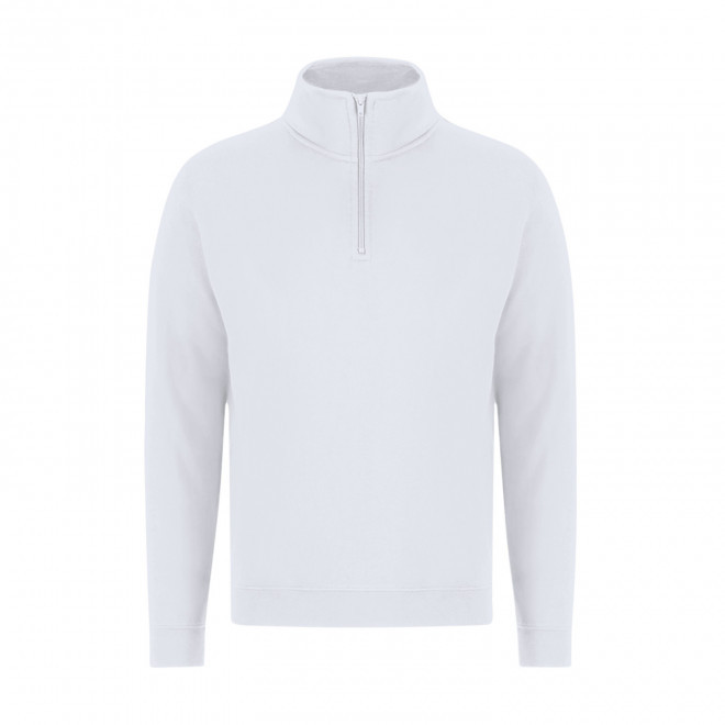 SWEAT-SHIRT MIXTE DEMI-ZIP PERSONNALISABLE 'MORALIE 2.0' - blanc