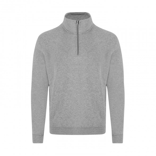 SWEAT-SHIRT MIXTE DEMI-ZIP PERSONNALISABLE 'MORALIE 2.0' - gris