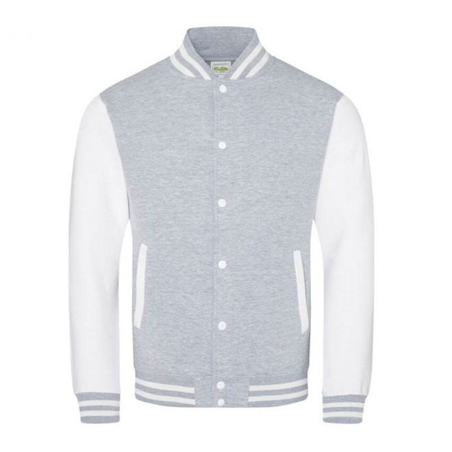 VESTE PERSONNALISÉE SWEAT 'PITCHER' - gris chiné/blanc