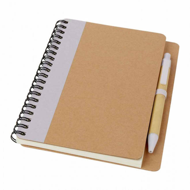 CARNET RECYCLE A SPIRALES PERSONNALISE 'RAMSES 2' - gris clair