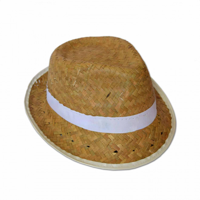 CHAPEAU PAILLE EU PERSONNALISABLE 'BRAZ KIDS' - paille foncée/blanc