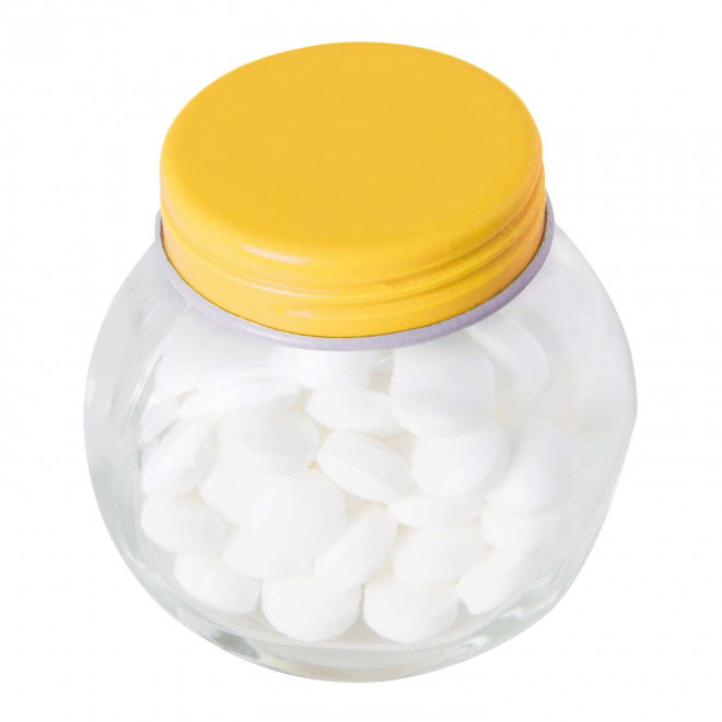 BONBONNIERE PASTILLES A LA MENTHE PERSONNALISABLE 'YAMA' - jaune