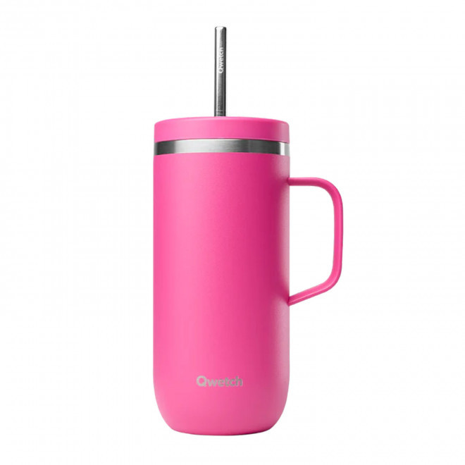MUG ISOTHERME 600ML PERSONNALISE 'COLD CUP POIGNEE' - magenta