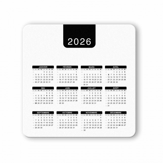TAPIS DE SOURIS CALENDRIER PERSONNALISABLE 'PERSOLITO DATE' - noir
