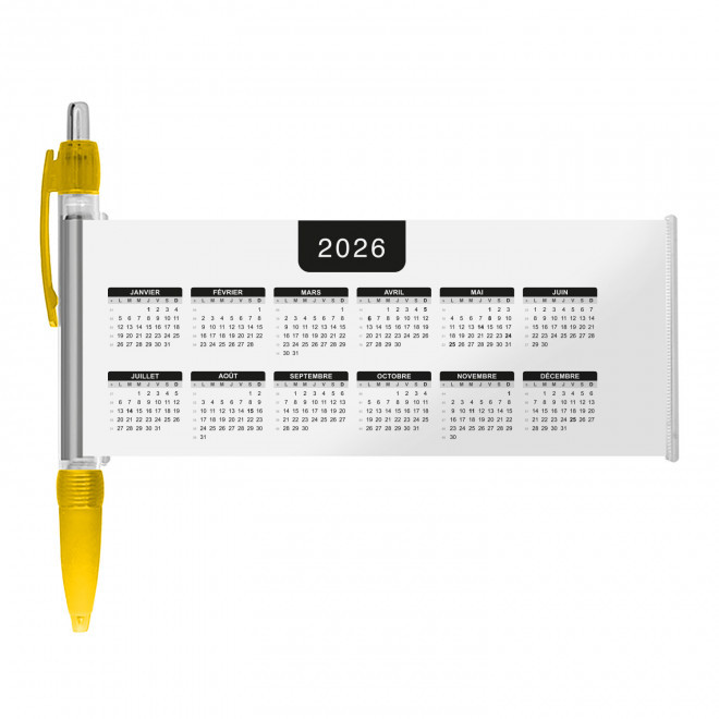STYLO BANNIERE CALENDRIER PERSONNALISABLE 'SCROLL DATE' - jaune foncé grille_noire