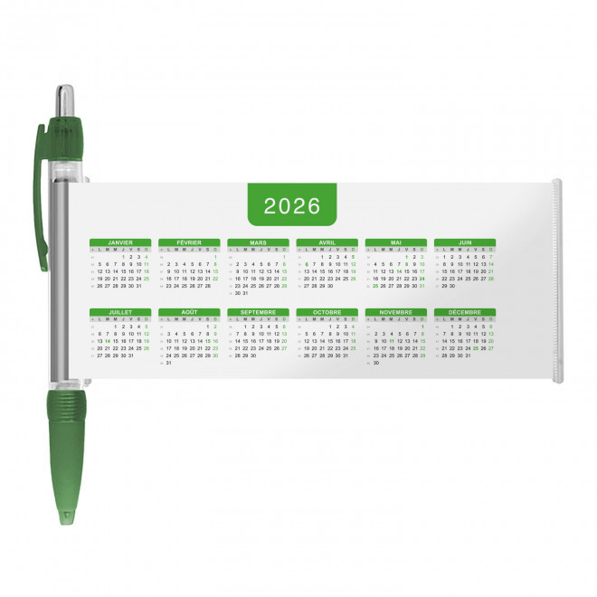 STYLO BANNIERE CALENDRIER PERSONNALISABLE 'SCROLL DATE' - vert foncé grille_verte