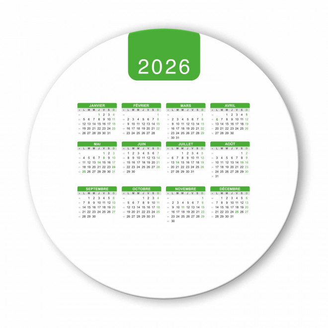 TAPIS DE SOURIS PERSONNALISABLE 'PADY DATE' - vert - rond