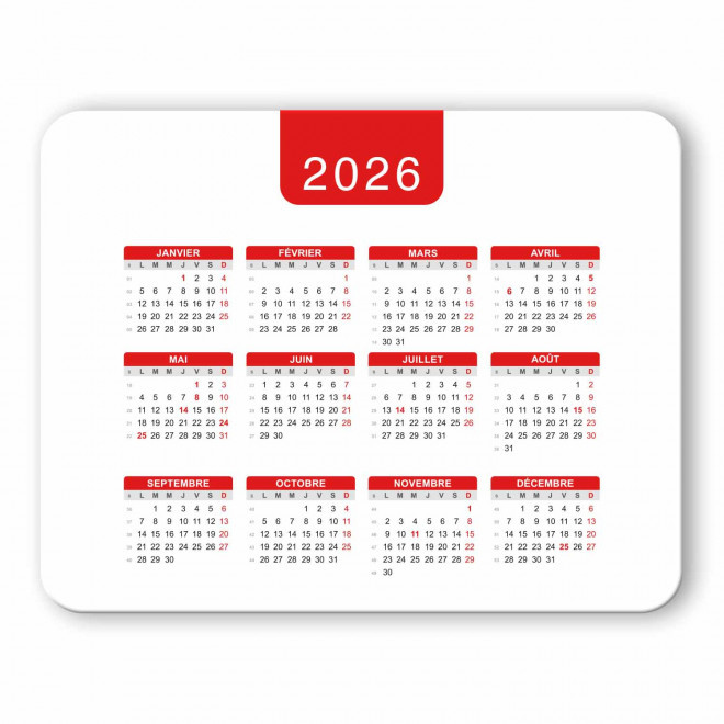 TAPIS DE SOURIS PERSONNALISABLE 'PADY DATE' - rouge - rectangle