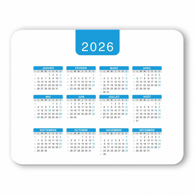 TAPIS DE SOURIS PERSONNALISABLE 'PADY DATE' - bleu - rectangle
