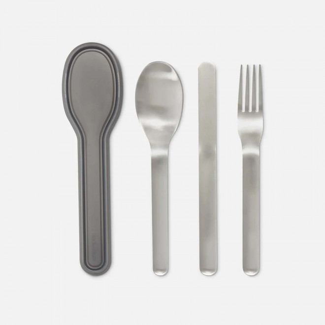 SET DE COUVERTS AVEC BOITE PERSONNALISABLE 'CUTLERY' - gris