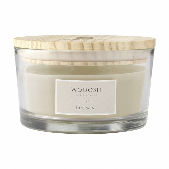 BOUGIE MECHE BOIS PERSONNALISABLE 'WOOOSH WOOD' - blanc