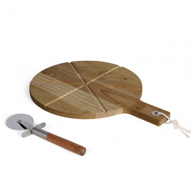 SET A PIZZA PERSONNALISABLE LIVOO® 'RODYO ACACIA' - bois