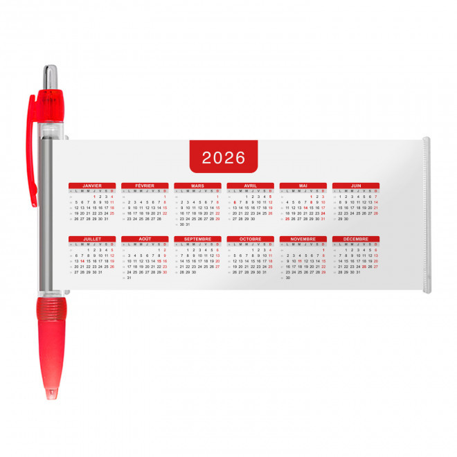 STYLO BANNIERE CALENDRIER PERSONNALISABLE 'SCROLL DATE' - rouge grille_rouge