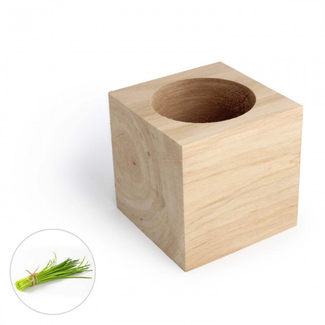 CUBE EN BOIS À GRAINES PERSONNALISÉ 'EPIA' - ciboulette