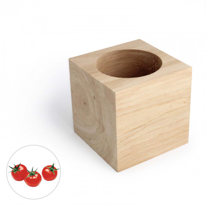 CUBE EN BOIS À GRAINES PERSONNALISÉ 'EPIA' - tomate cerise